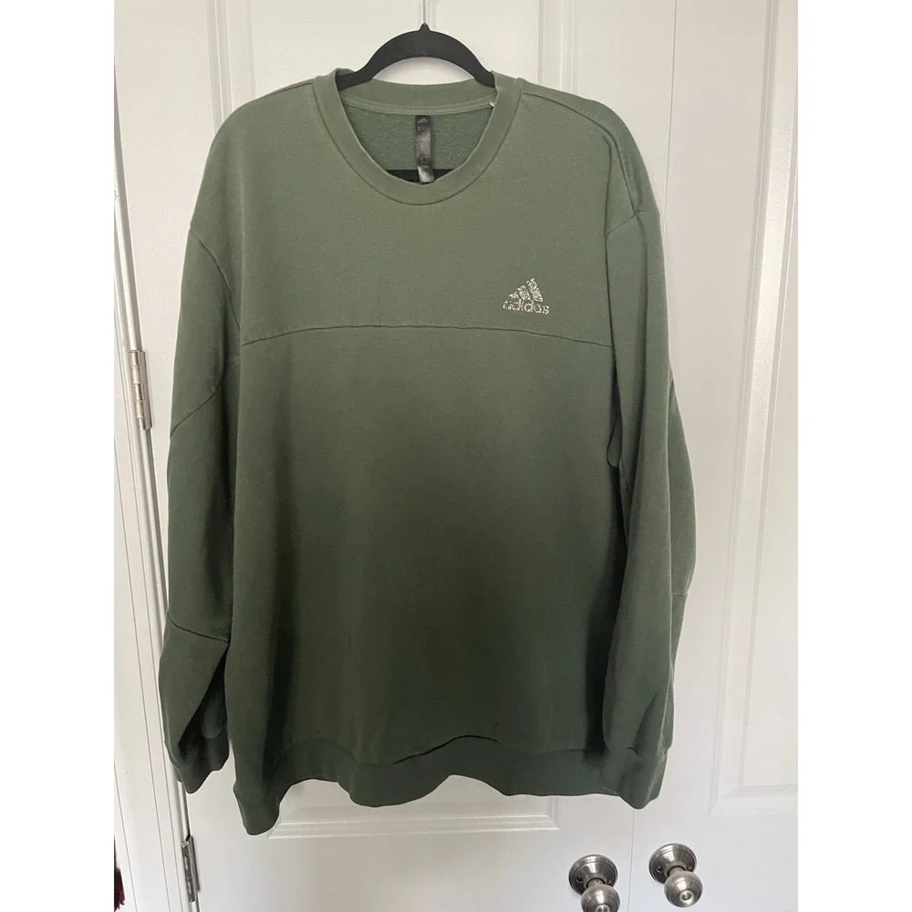 adidas Stadium Fleece Badge of Sport Men's 2XL Army Green Pullover Sweatshirt